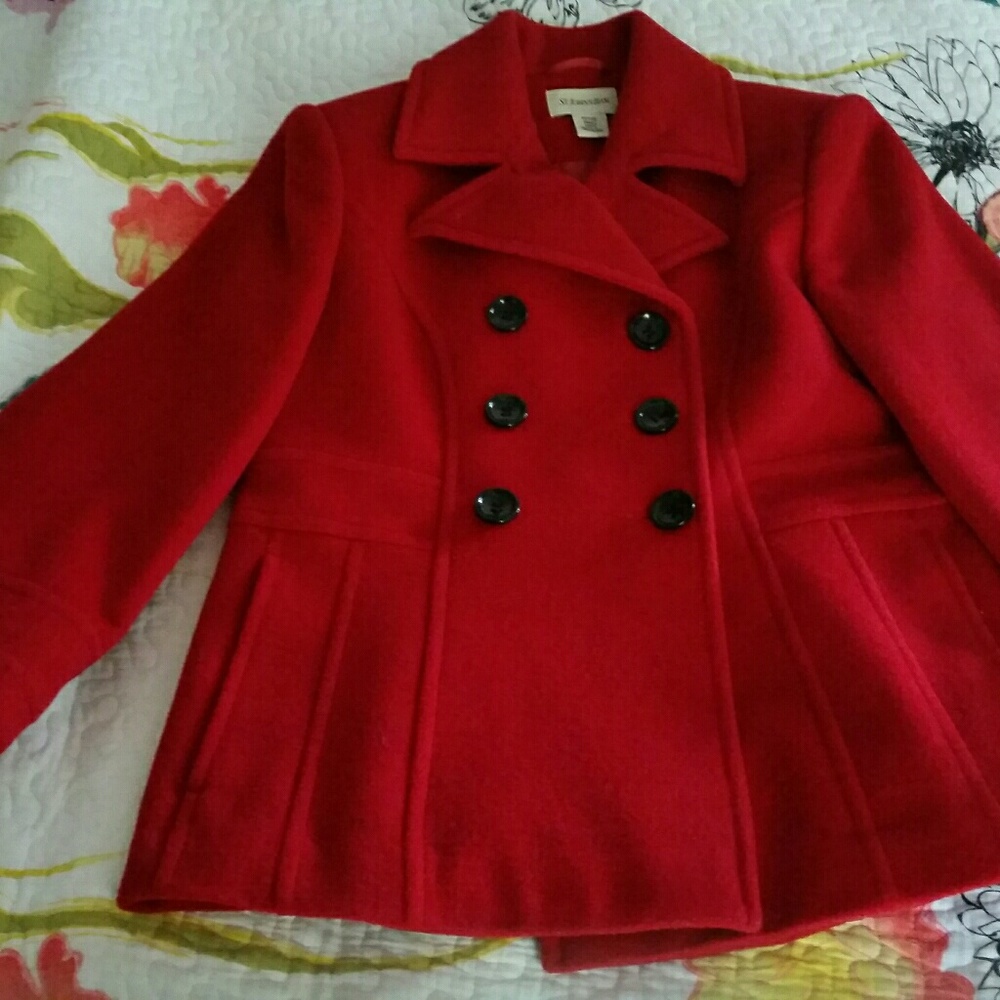 Red Peacoat EUC size Small Petite